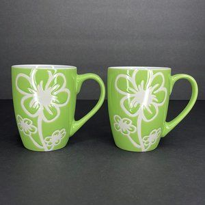 Green Floral Etch Design Mug